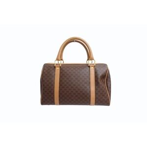 Celine Boston bag Tan brown handbag logo leather Beige Macadam
